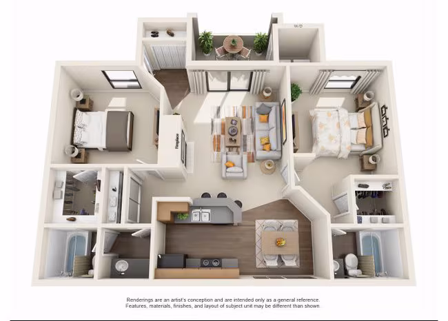 2 Beds • 2 Bath 2045 floor plan